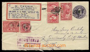 23483 - 1922 postal stationery cover 3c sent as Reg to Czechoslovaki