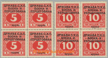 234917 - 1918 Mi.3+5 var., blocks of four Postage due stamps 5 + 10h,