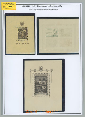 234957 - 1943-1944 PRODUCTION FLAWS / 3 miniature sheets: Mi.Bl.5, fu
