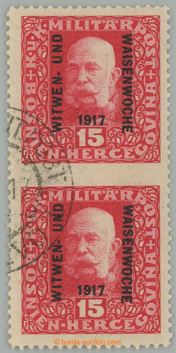 234964 - 1917 Ferch.119, War Franz Joseph I. 15+2H carmine, vertical 
