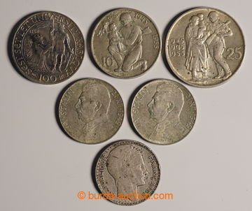 235004 - 1930-1955 ČSR II. / sestava 6ks Ag mincí: 100 Kčs 600 let