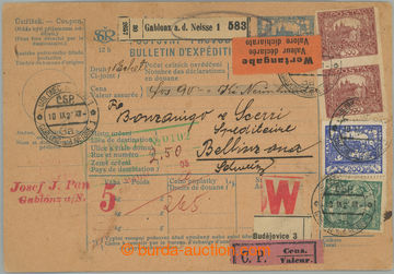 235043 - 1920 CPP11, whole international parcel card on/for valuable 