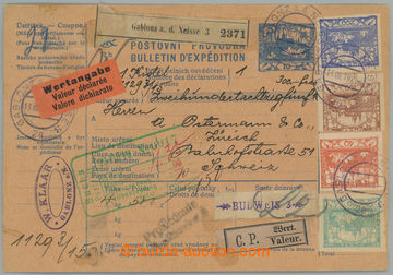 235045 - 1919 CPP11, whole international parcel card on/for valuable 