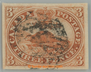 235119 - 1852-1857 Sc.4d, SG.3, Bobr 3c červená, tenký (thin) pap�