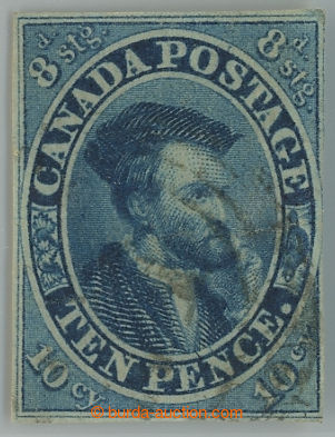 235121 - 1852-1857 SG.15, Sc.7, Cartier 10c modrá s lehkým kruhový