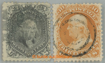 235140 - 1861-1862 Sc.70a, 71, Washington 24c brownlila and Franklin 