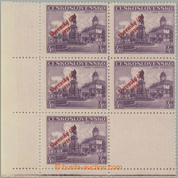 235184 - 1939 Sy.20, Poděbrady 4Kč, levý dolní rohový 6-blok, 5 
