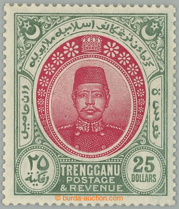 235208 - 1912 SG.18, Sultán Zain-Ul Ab-Din $25 karmínová / zelená
