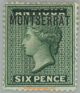 235216 - 1876 SG.3, overprint Antigua Victoria 6P blue-green with ove