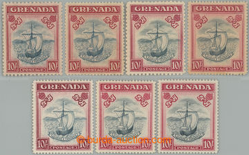235240 - 1938 SG.163a-163f, Coat of arms 10Sh red / black-blue; all c
