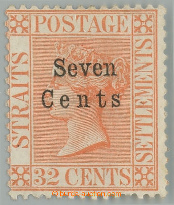 235256 - 1879 SG.21a, Viktorie 32C s přetiskem SEVEN CENTS, chybotis
