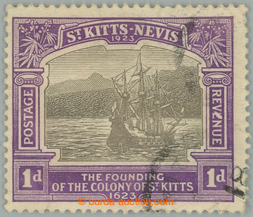 235263 - 1923 SG.49a, Sailing Ship 1Sh violet / grey, DAMAGED SECOND 