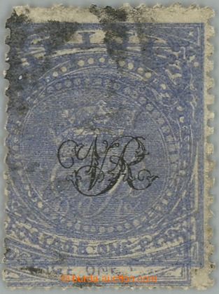 235273 - 1876-1877 SG.28b, Koruna VR 1P šedo modrá, DVOJITÝ TISK (