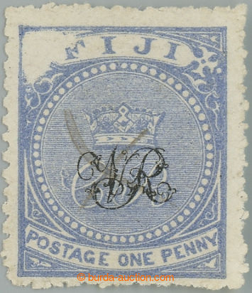 235274 - 1876-1877 SG.28c, Koruna VR 1P šedo modrá, VYNECHANÝ TISK