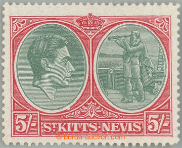 235296 - 1945 SG.77bc, George VI. 5Sh blue-green with plate variety -