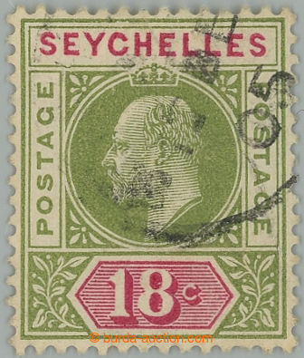 235310 - 1903 SG.51a, Edvard VII. 18C zelená / karmínová, průsvit