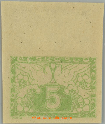 235325 - 1919 Pof.S2 production flaw, 5h green, stamp. with upper mar