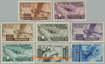 235333 - 1933 GENERAL ISSUE / Sass.A22-A29, Airmail 50c - 50L; superb