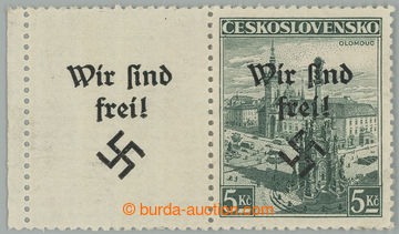 235374 - 1938 RUMBURG / Mi.18, Olomouc 5CZK with L coupon with margin