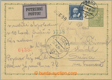 235412 - 1939 pneumatic-tube post sent forerunner Czechosl. PC Coat o