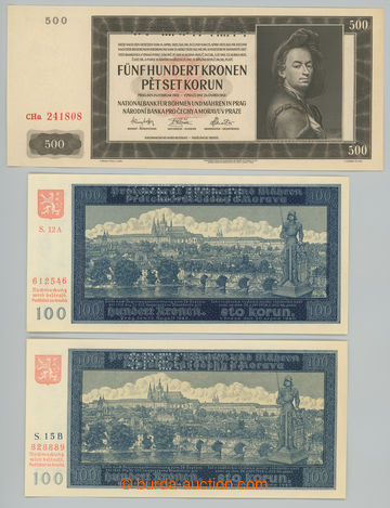 235442 - 1940-1942 Ba.32, 33a, 36, sestava 3ks bankovek: 100K 1940, I