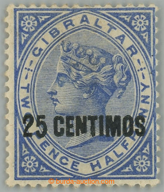 235444 - 1889 SG.18b, Victoria 25c/2½P blue with plate variety overp