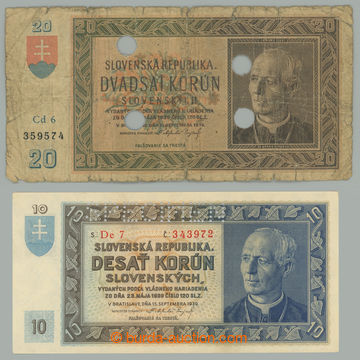 235451 - 1939 Ba.46, 47, sestava 2ks bankovek: 10Ks 1939, série De 7