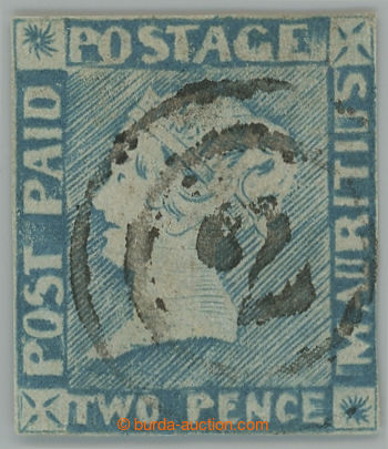 235477 - 1848-1857 SG.20, MODRÝ MAURITIUS 2P modrá, worn impression