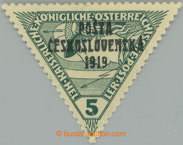235538 -  Pof.56, Triangle 5h green, overprint III. type; lightly hin