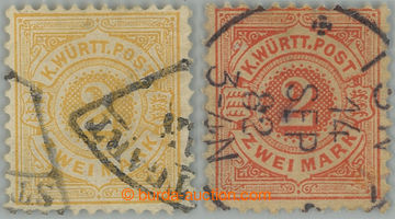 235740 - 1875-1878 Mi.50, 52, číslicové vydání 2M žlutá i oran