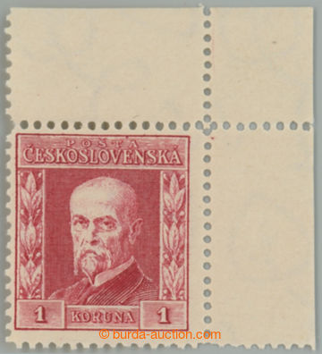 235764 - 1925 Pof.194, Rytina 1Kč červená, pravý horní rohový k