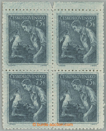 236074 - 1954 Pof.780, Povolání 75h šedomodrá, krajový 4-blok s 