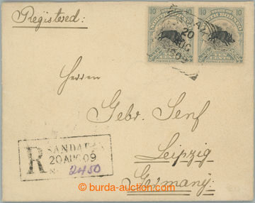 236151 - 1909 Reg letter to Germany, franked with pair Motives 10C, S