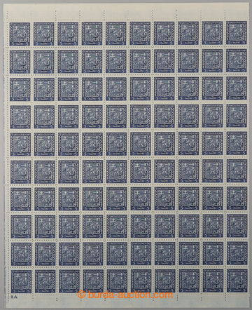 236172 - 1929 COUNTER SHEET / Pof.248, Coat of arms 5h blue, complete