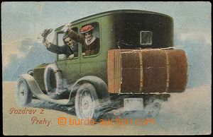 23636 - 1924 PRAHA - malovaná, auto s kufrem, ale již bez skláda