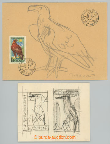 236426 - 1964 NÁVRH / Pof.1479, Horské birds 2Kčs, skica by pencil