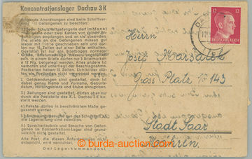 236576 - 1943 C.C. DACHAU / preprinted folded blank form to Protector