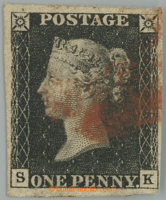 236692 - 1840 SG.2, PENNY BLACK černá, písmena S-K, nepravidelný,