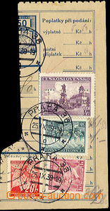 23692 - 1939 parcel dispatch card segment with mixed franking of cze