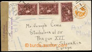 23719 - 1949 postal stationery cover 6c uprated by. 3 stamp. Mi.558,