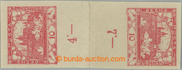 237227 -  Pof.5Mp(2), 10h red, vertical opposite facing 2-stamps gutt