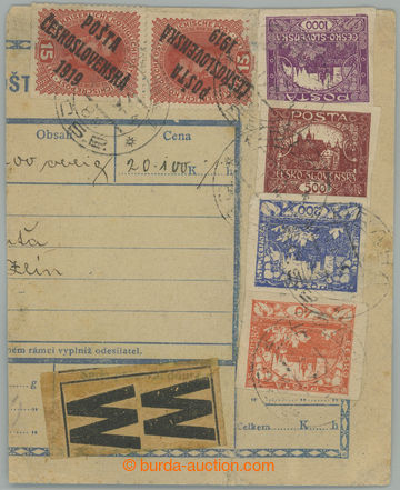 237268 - 1920 větší díl poštovní balíkové průvodky se smíš