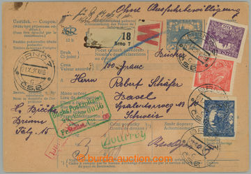 237287 - 1920 CPP11, whole international parcel card addressed to to 