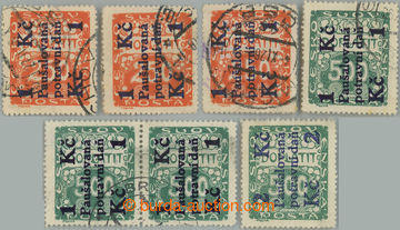237308 - 1925-1929 Pof.PD3, PD5, PD6, sestava 6ks: 1Kč/250h oranžov