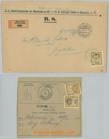 237409 - 1920 POSTAGE-DUE / comp. 2 pcs of entires with surtax, 1x la