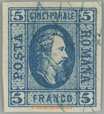 237725 - 1865 Mi.11x, Vévoda Cuza 5Par modrá obyčejný papír, mř