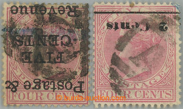 237728 - 1885-1888 SG.178a, 206a, Victoria 4C rose with INVERTED OVER