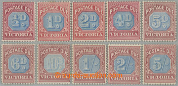 237734 - 1890 SG.D1-D10, Postage due stamp 1/2P-5Sh, complete first i