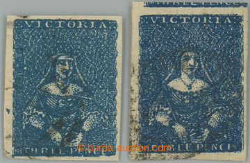 237739 - 1854 SG.31c,d, 2x Victoria 3P dark blue and indigo; F-VF, ex