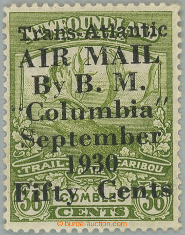 237763 - 1930 SG.191, Caribou 36C green with overprint TRANS- ATLANTI